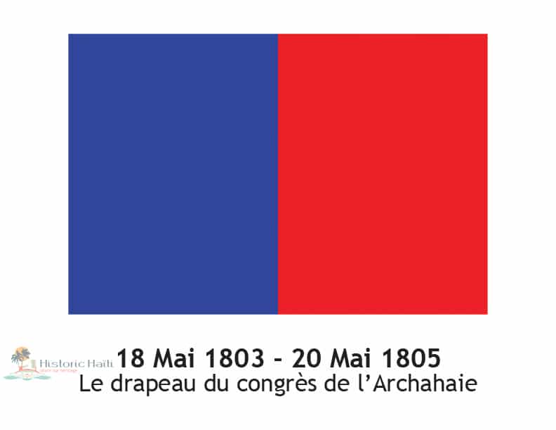 Drapeau du Congrès de l'Arcahaie, bleu et rouge vertical, 1803-1805