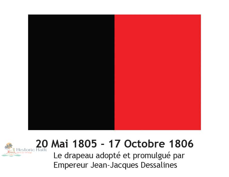Drapeau noir et rouge vertical, adopté par l'empereur Jean-Jacques Dessalines, 1805-1806
