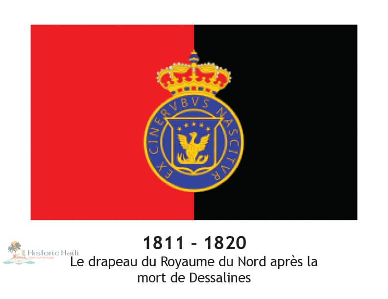 Drapeau rouge et noir avec armoiries royales, Royaume du Nord d'Henri Christophe, 1811-1820