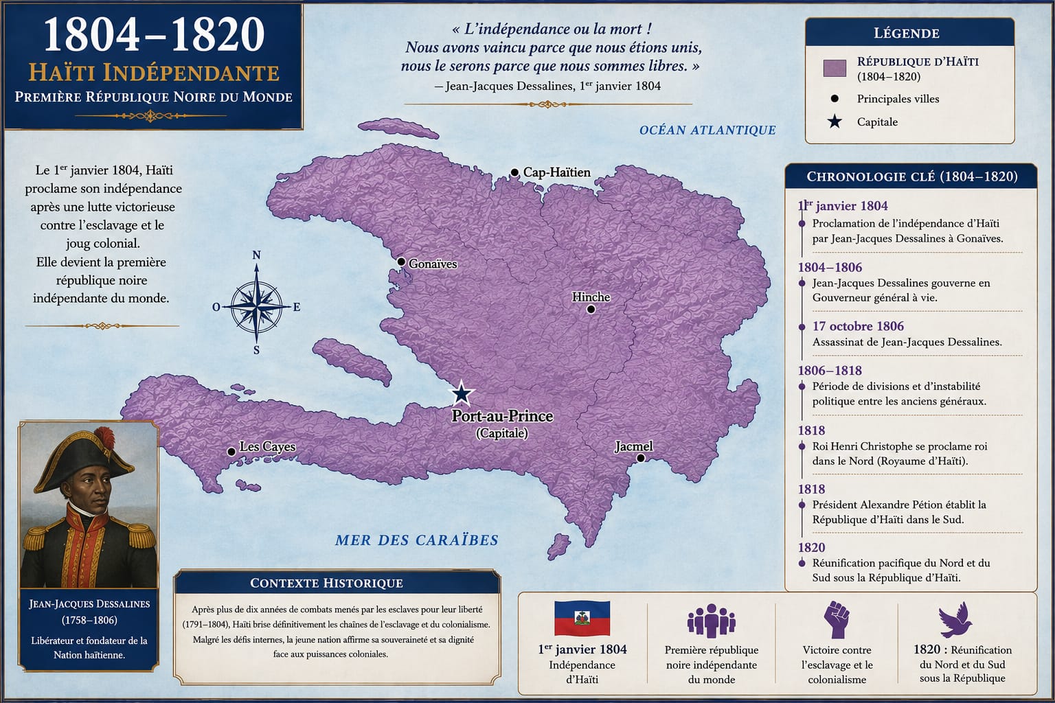 Carte d'Haïti indépendante, 1804-1820